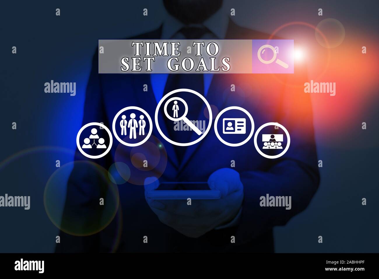 Texte de l'écriture l'écriture de temps pour définir des objectifs. L'objectif souhaité photo conceptuel voulu accomplir dans l'avenir Banque D'Images