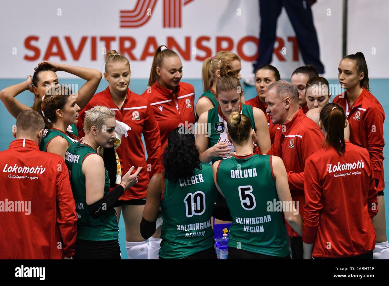 Montespertoli, Italie. 27 Nov, 2019. Tim-out lokomotiv Région de Kaliningrad au cours Savino Del Bene Scandicci vs Lokomotiv Kaliningrad, les femmes de la Ligue des Champions de volley-ball à Scandicci, Italie, le 27 novembre 2019 : Crédit Photo Agency indépendante/Alamy Live News Banque D'Images