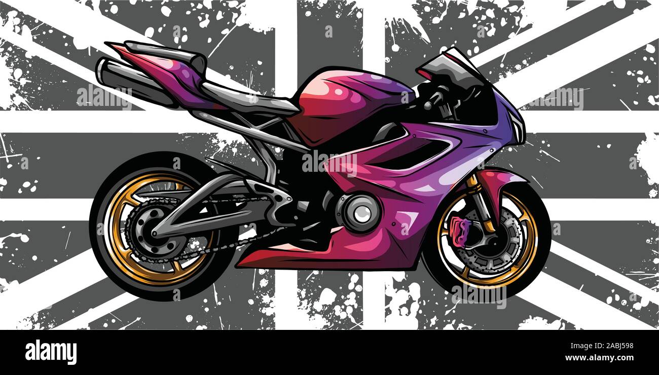 Moto avec la Grande-Bretagne d'un drapeau en arrière-plan Illustration de Vecteur