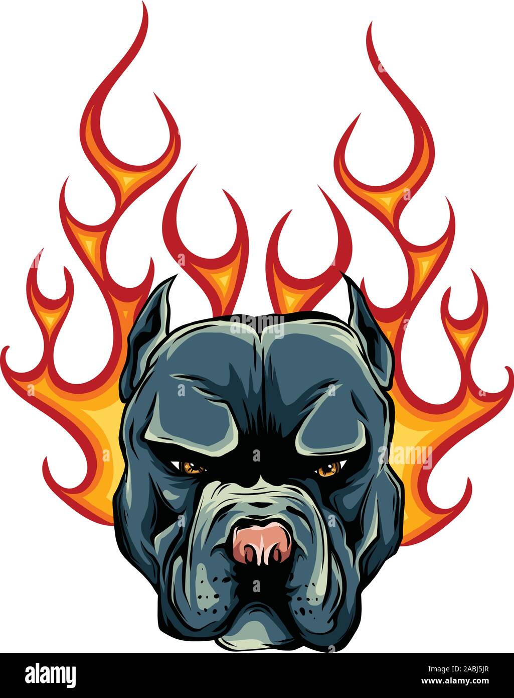 Bull Dog Tatouage Flamme en bête Mode illustration Illustration de Vecteur