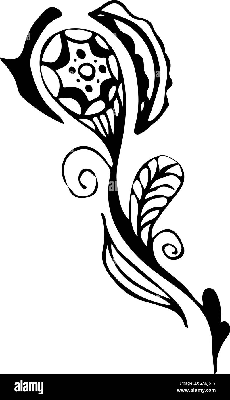 Résumé dessiné à la main gravée de fleurs tropicales. Fleurs rétro contour main orchidée, grande conception pour tout usage. Contours vecteur. Arrière-plan de la nature. Tr Illustration de Vecteur