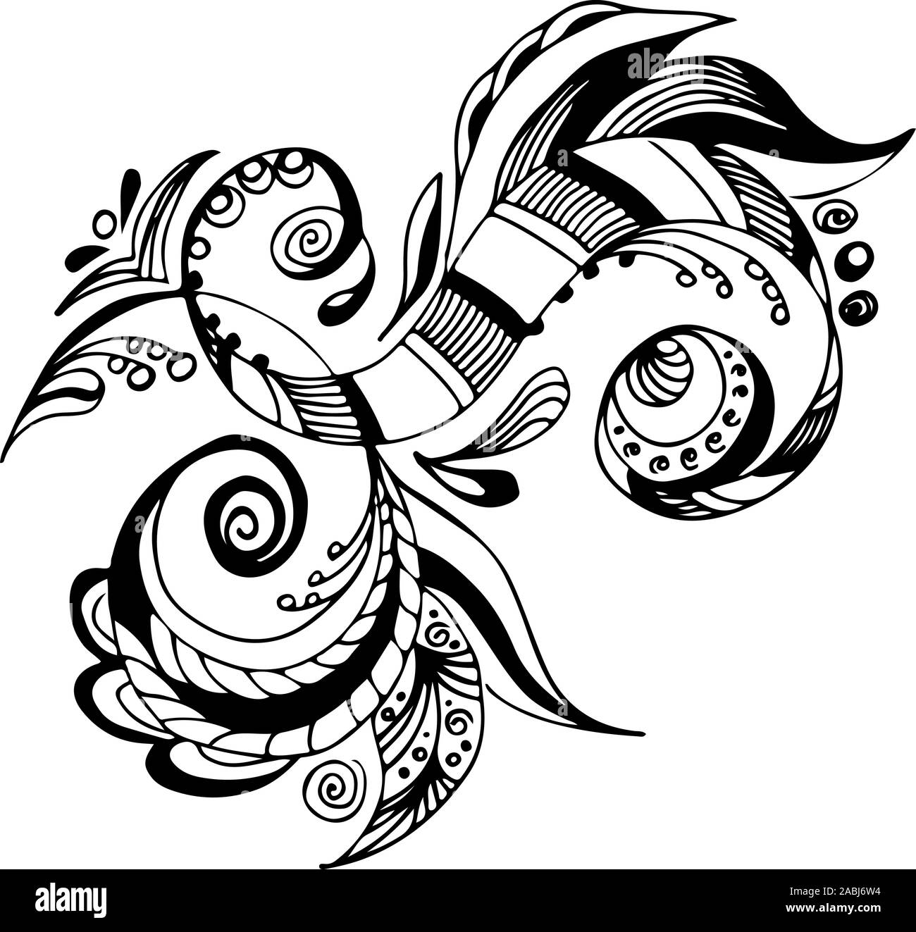 Résumé dessiné à la main gravée de fleurs tropicales. Fleurs rétro contour main orchidée, grande conception pour tout usage. Contours vecteur. Arrière-plan de la nature. Tr Illustration de Vecteur