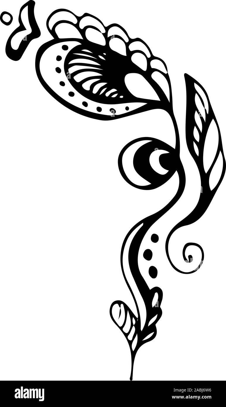 Résumé dessiné à la main gravée de fleurs tropicales. Fleurs rétro contour main orchidée, grande conception pour tout usage. Contours vecteur. Arrière-plan de la nature. Tr Illustration de Vecteur