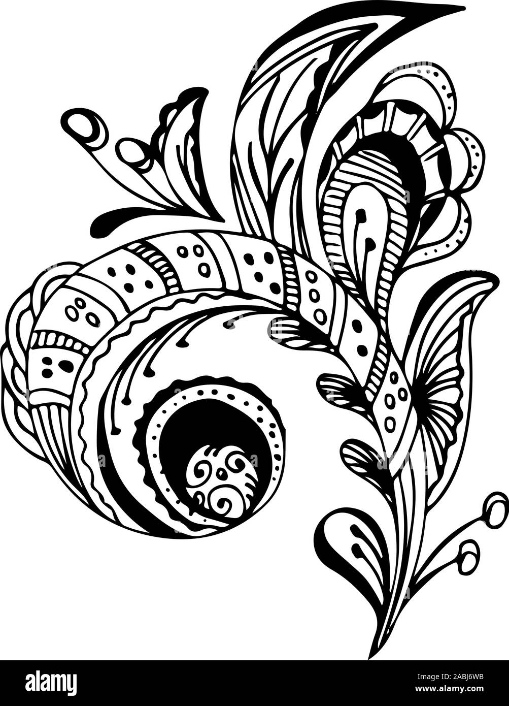 Résumé dessiné à la main gravée de fleurs tropicales. Fleurs rétro contour main orchidée, grande conception pour tout usage. Contours vecteur. Arrière-plan de la nature. Tr Illustration de Vecteur