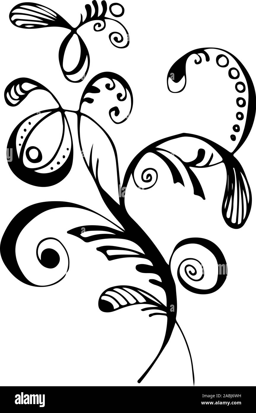 Résumé dessiné à la main gravée de fleurs tropicales. Fleurs rétro contour main orchidée, grande conception pour tout usage. Contours vecteur. Arrière-plan de la nature. Tr Illustration de Vecteur