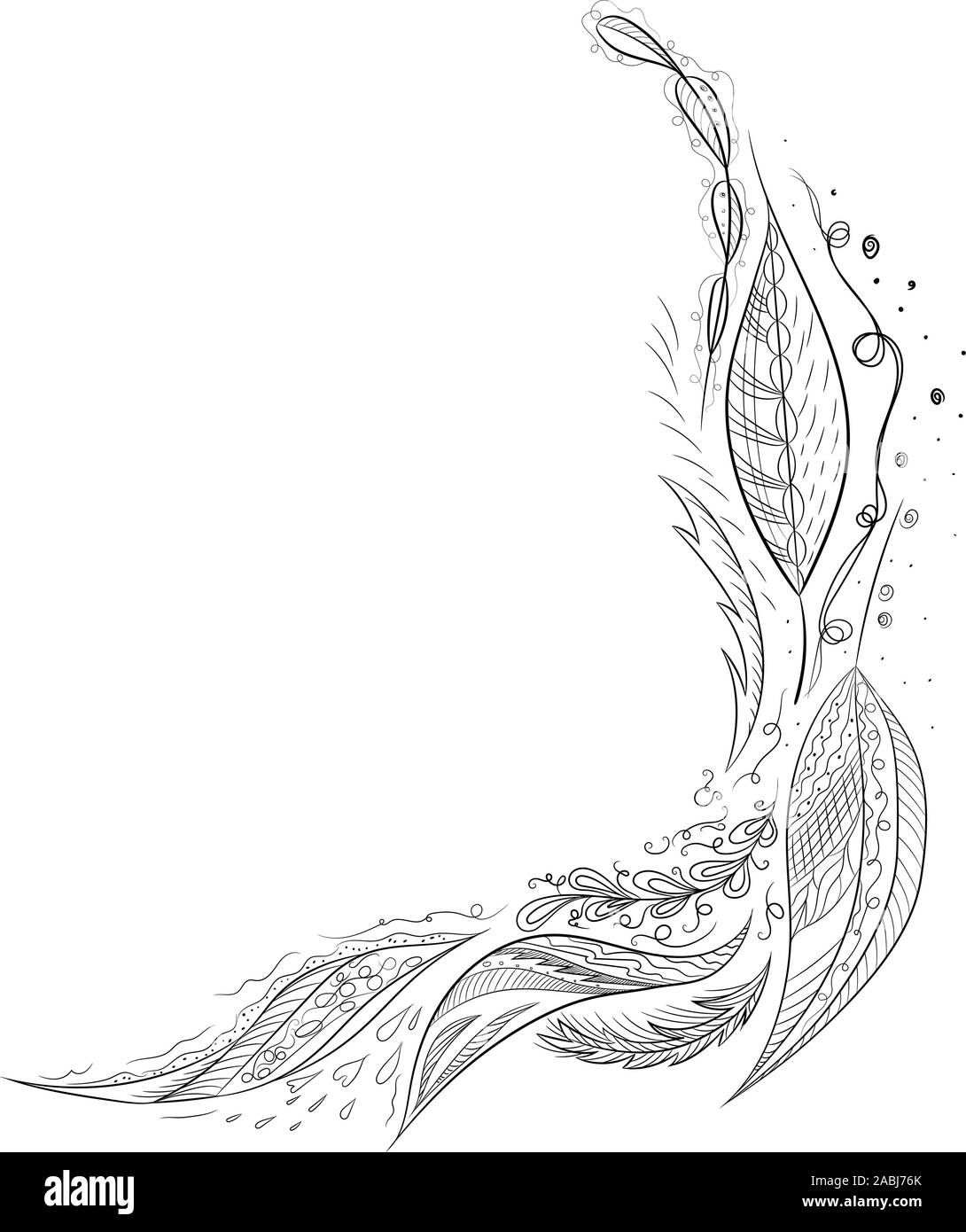 Résumé dessiné à la main gravée de fleurs tropicales. Fleurs rétro contour main orchidée, grande conception pour tout usage. Contours vecteur. Arrière-plan de la nature. Tr Illustration de Vecteur