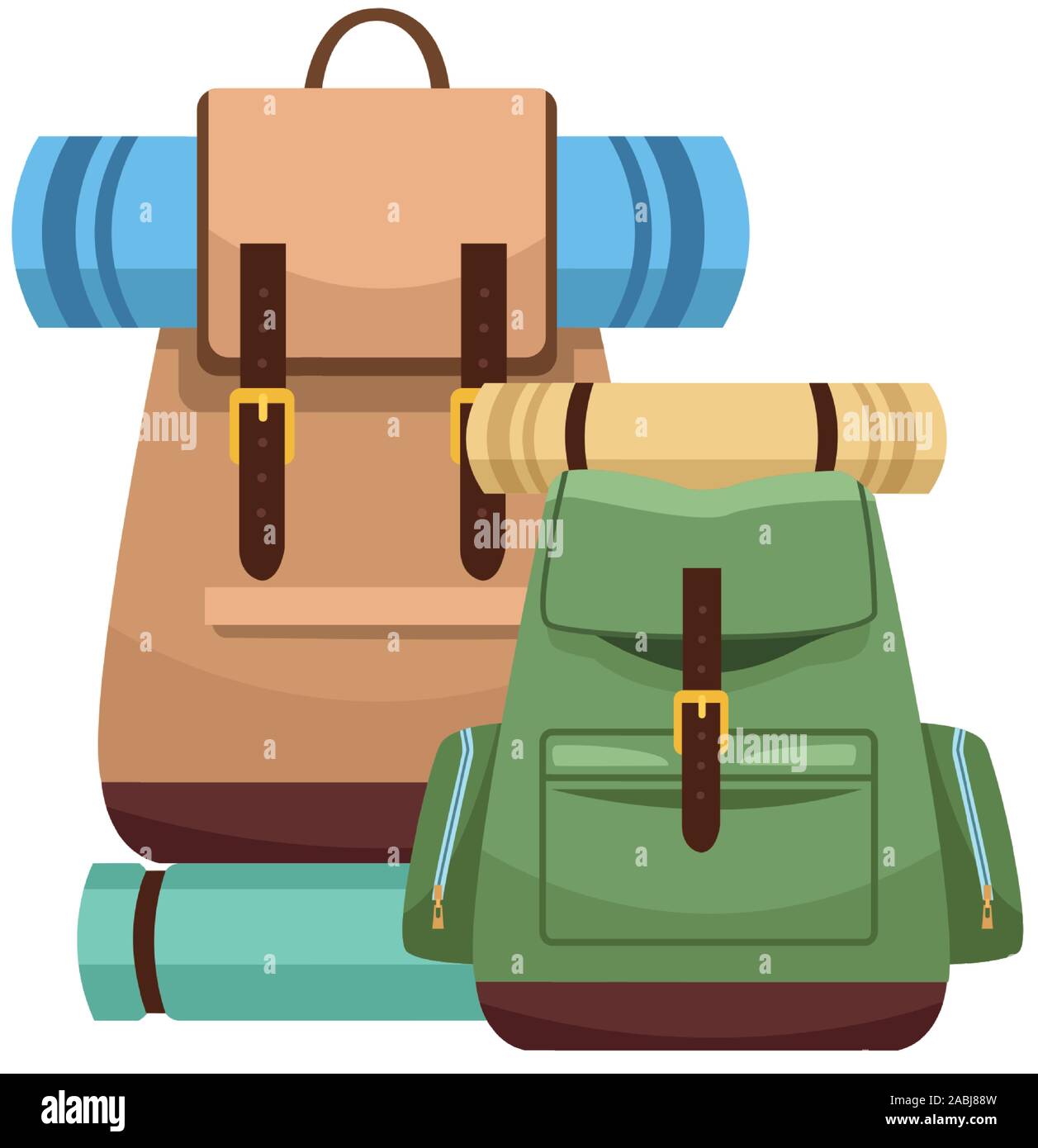 Sacs à dos Sacs de couchage camping avec icône Illustration de Vecteur