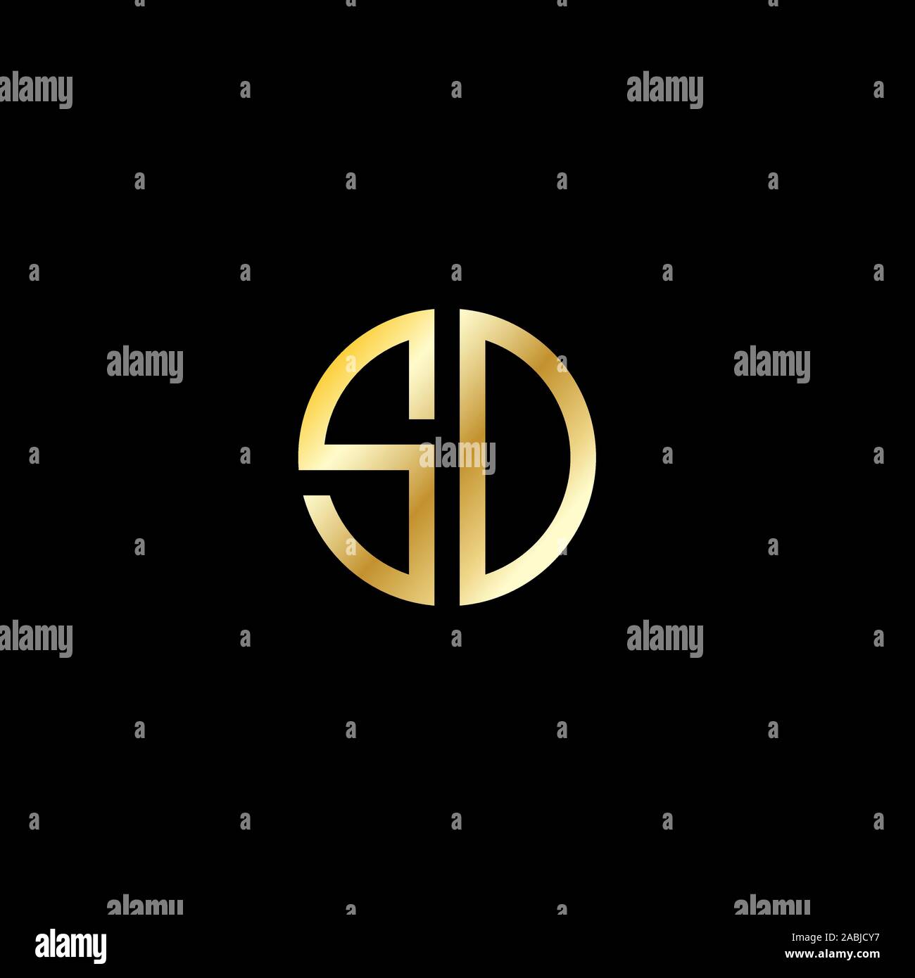 Le logo SD sd logo initiales d'or. Illustration de Vecteur