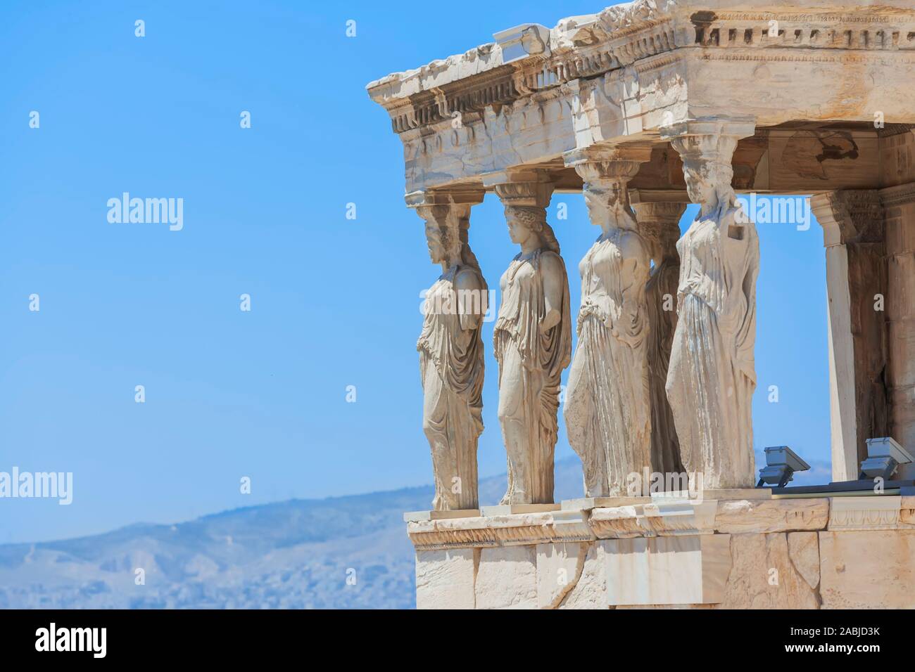 Porche de cariatides, Erechtheion Temple, Acropole, Athènes, Grèce, Europe, Banque D'Images