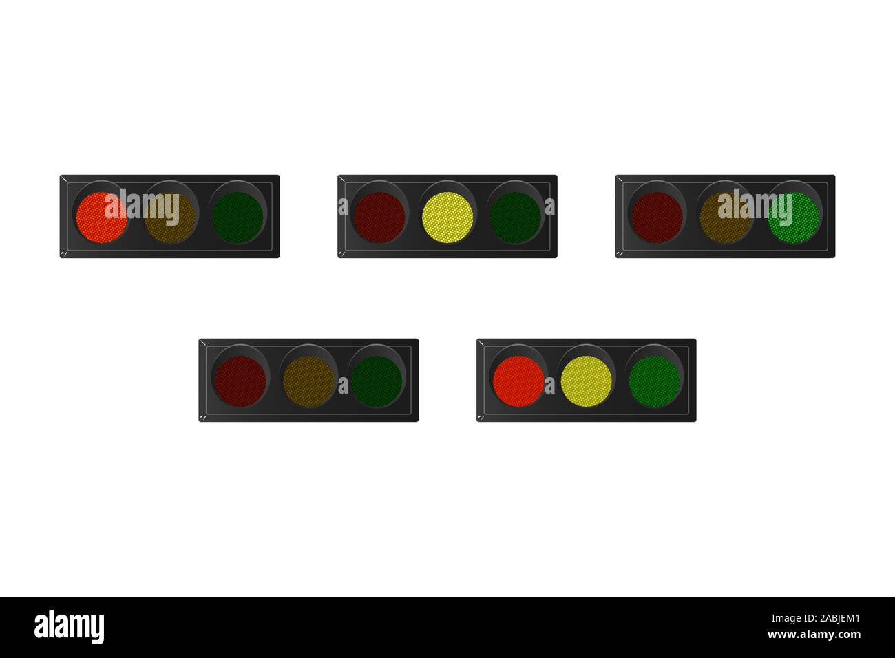 Ensemble de feux de circulation horizontale. Rouge, jaune et vert. Vector illustration. Illustration de Vecteur