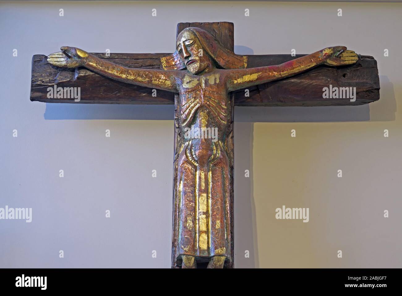 Crucifix moderne stylisé fortement,cathédrale St Philips, Colmore Row, Birmingham B3 2QB, Eglise d'Angleterre, anglicane, Banque D'Images