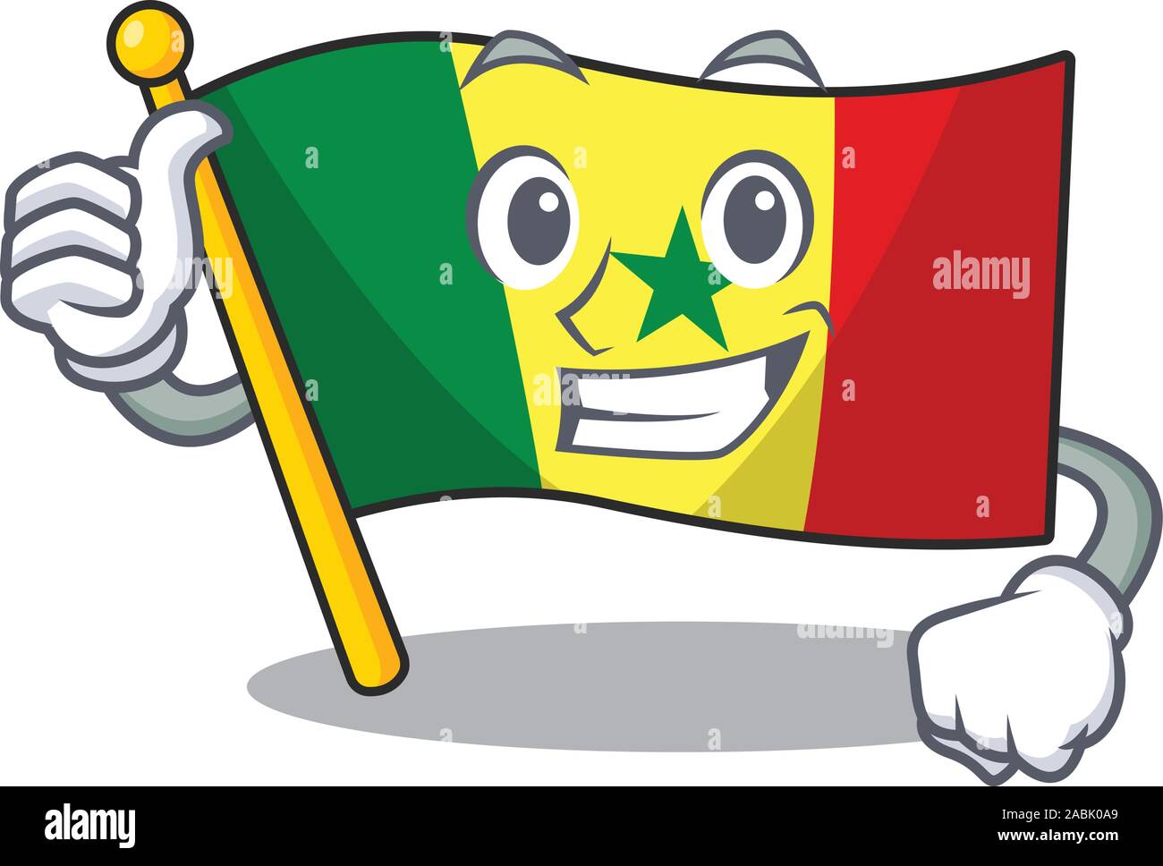Caricature d'un drapeau Sénégal faisant geste Thumbs up Illustration de Vecteur