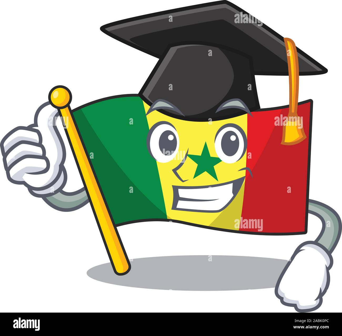 Heureux d'un drapeau Sénégal portant une graduation hat noir Illustration de Vecteur