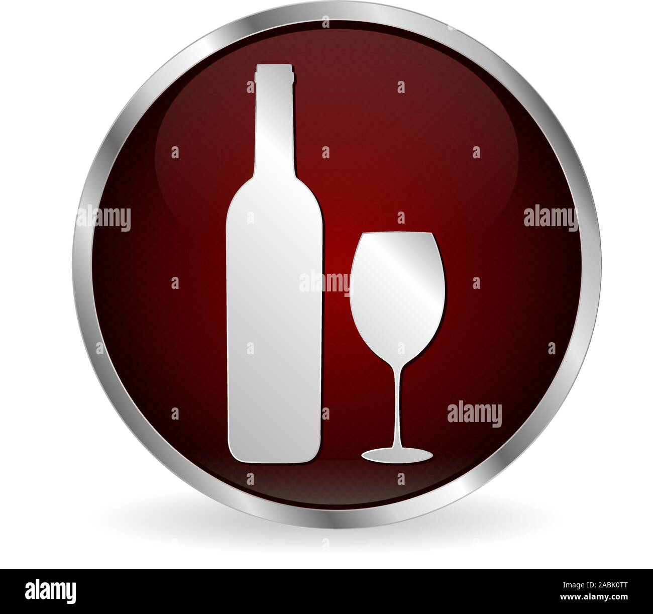 Bouteille de vin et le verre. Symbole de l'alcool Illustration de Vecteur