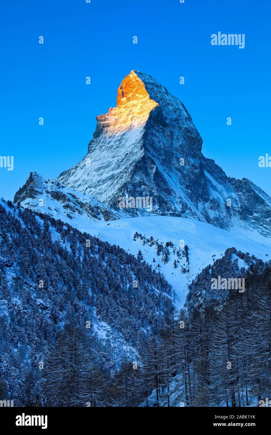 Le Mont Cervin (4478 m) près de Zermatt, Valais, Suisse Banque D'Images