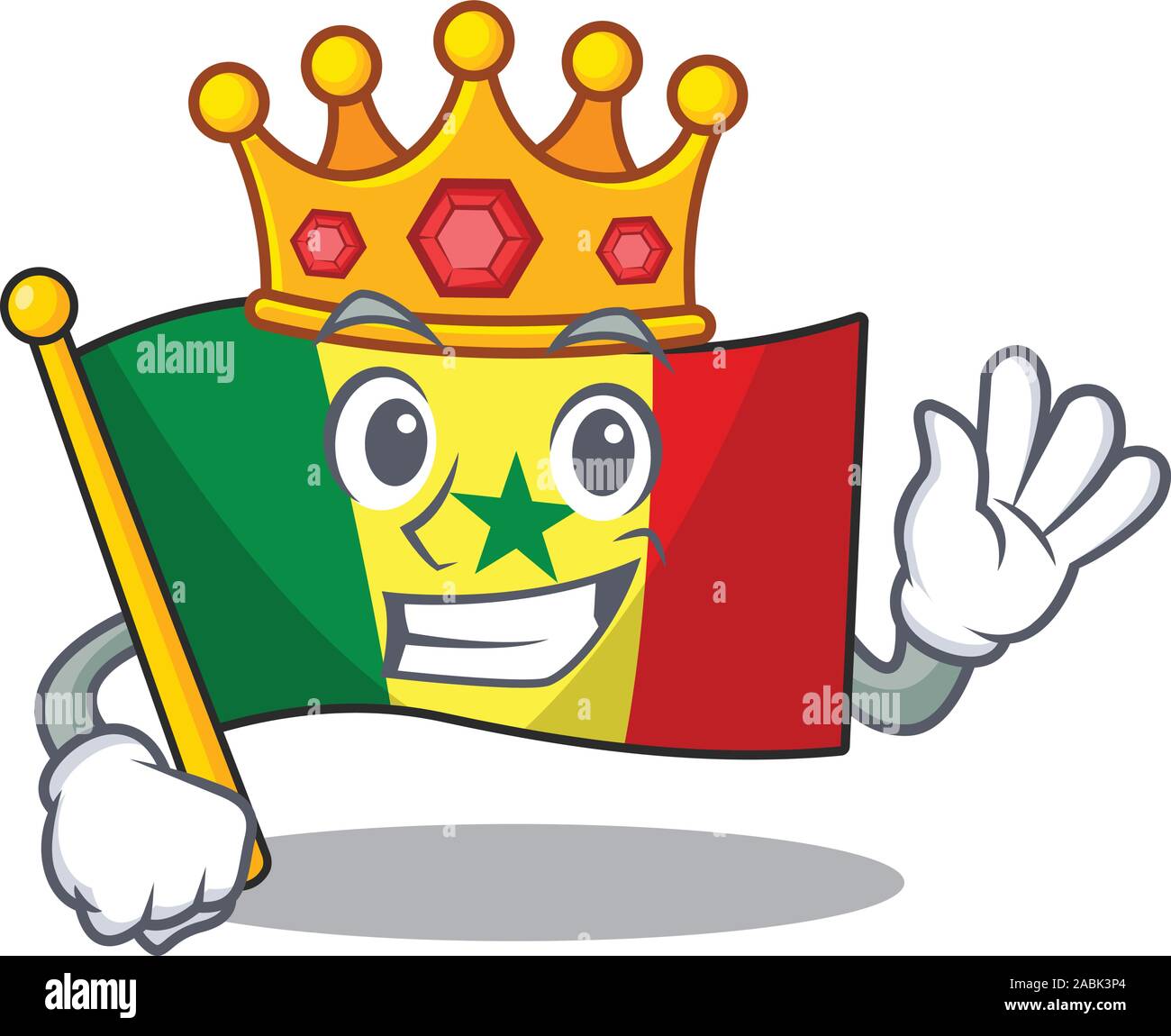 Le Sénégal le drapeau indonésien King cartoon character design mascotte Illustration de Vecteur