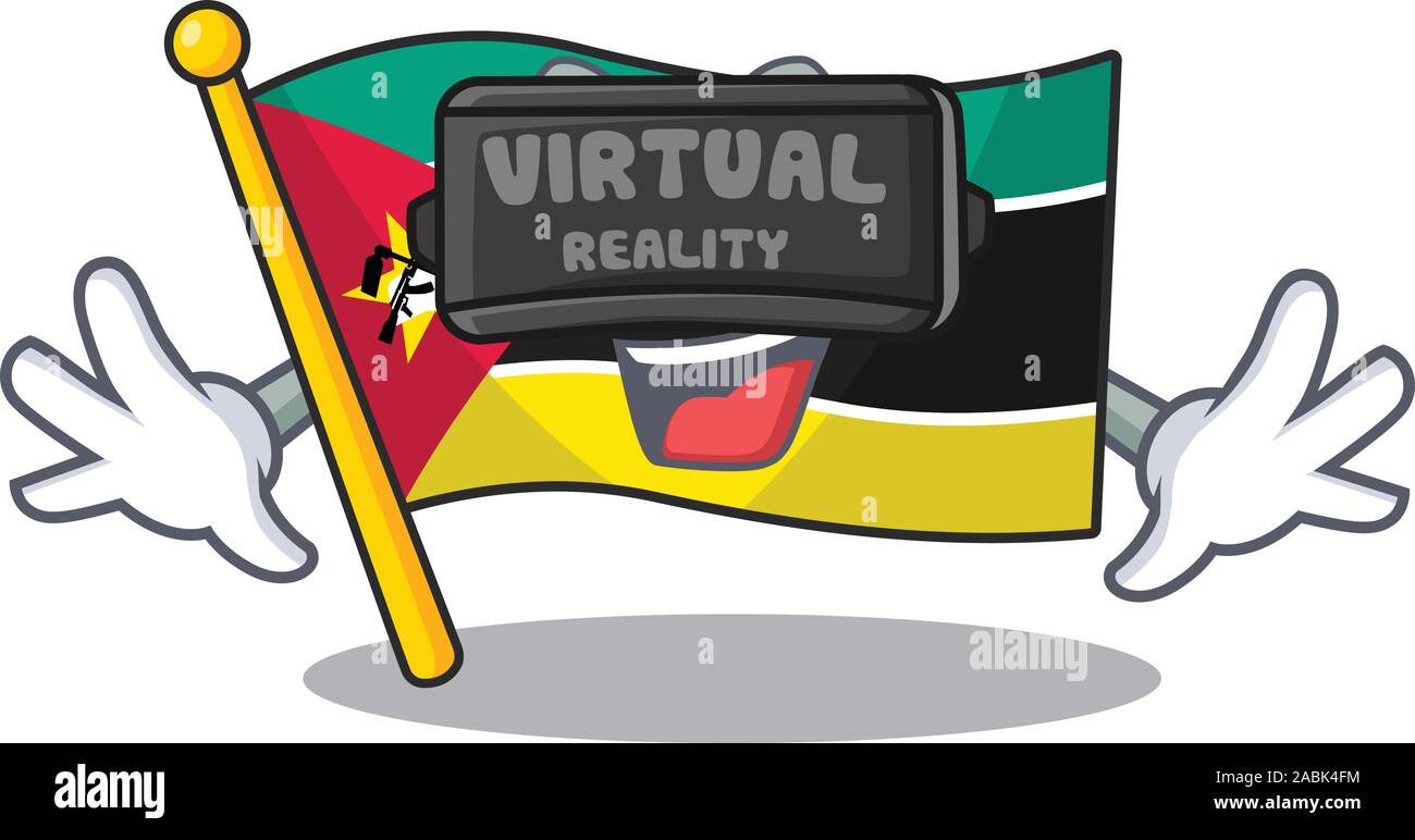 Mozambique drapeau cool caractère de casque de réalité virtuelle Illustration de Vecteur Mozambique drapeau cool caractère de casque de réalité virtuelle Illustration de Vecteur