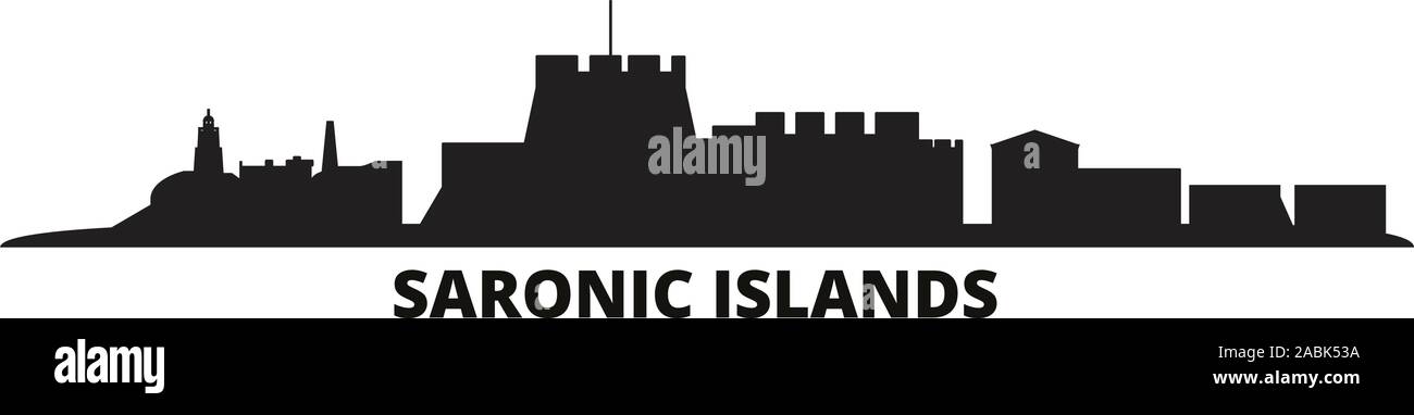 Grèce, Iles Saroniques ville illustration vectorielles. Grèce, Iles Saroniques travel cityscape de repères Illustration de Vecteur
