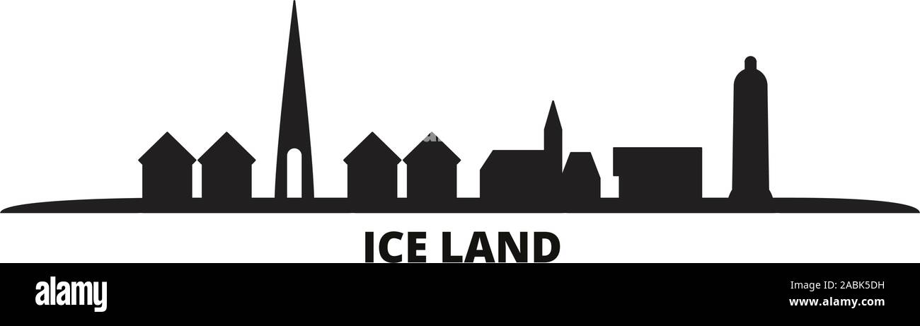 L'Islande ville vector illustration isolé. Voyage Islande cityscape de repères Illustration de Vecteur