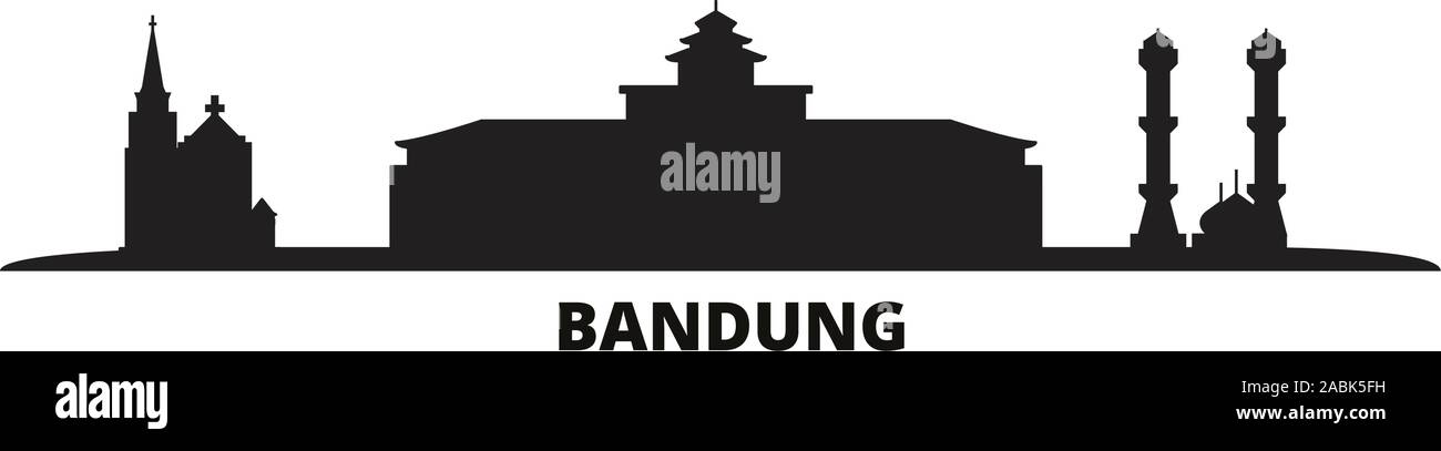 L'Indonésie, Bandung ville vector illustration isolé. L'Indonésie, Bandung billet cityscape de repères Illustration de Vecteur