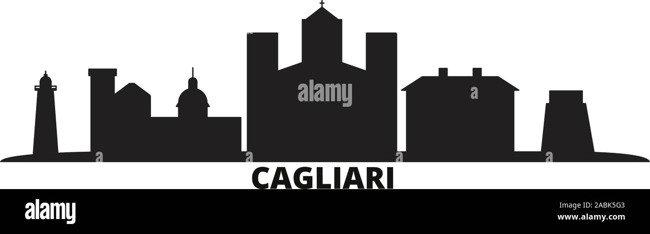 L'Italie, Cagliari city skyline vector illustration isolé. L'Italie, Cagliari billet cityscape de repères Illustration de Vecteur