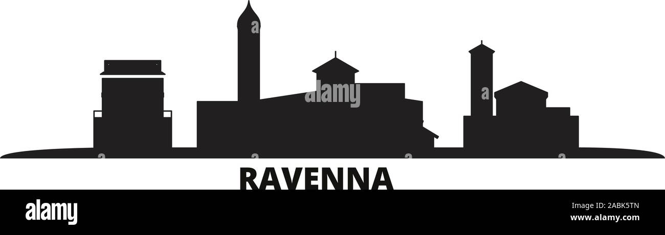 L'Italie, Ravenne Ville Ville skyline vector illustration isolé. L'Italie, Ravenne Ville paysage urbain voyage de repères Illustration de Vecteur
