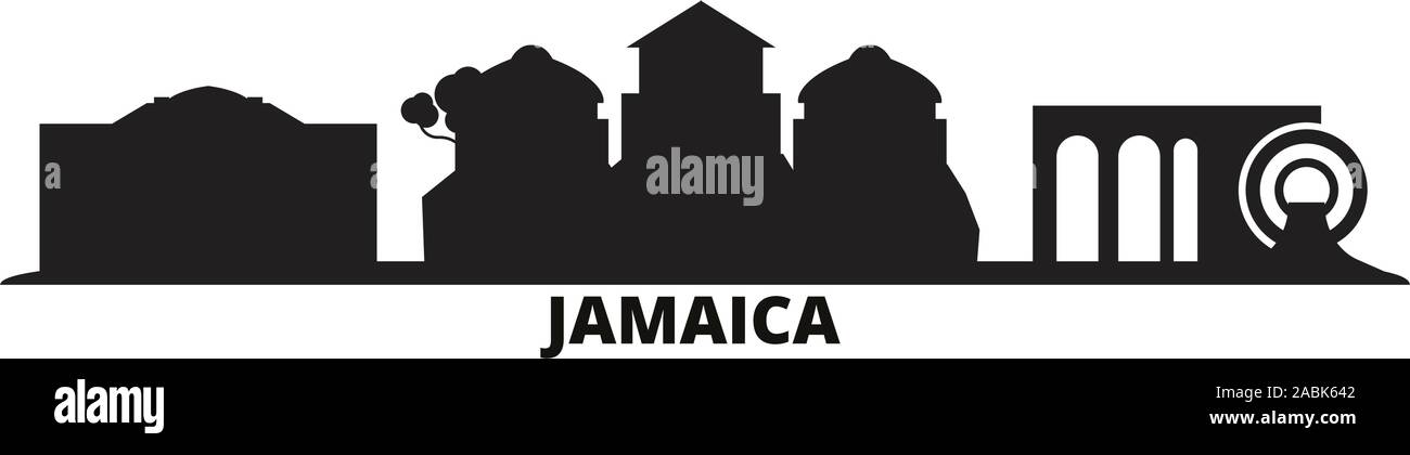 La Jamaïque sur les toits de la ville d'illustration vectorielle, isolé. Voyage Jamaïque cityscape de repères Illustration de Vecteur