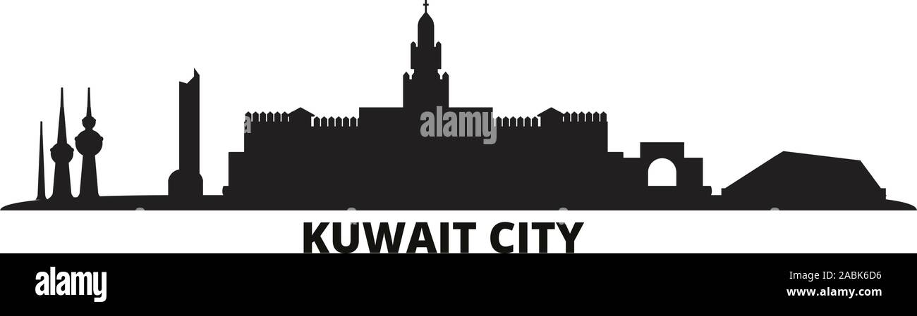 Le Koweït, Koweït City skyline vector illustration isolé. Le Koweït, Koweït City travel cityscape de repères Illustration de Vecteur