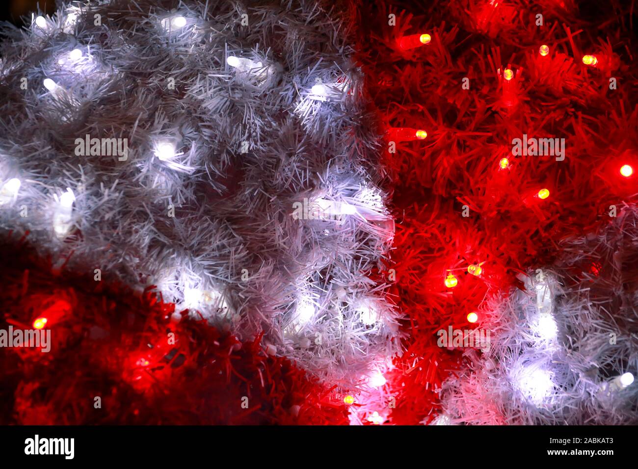 Cadre de décoration de Noël en rouge et blanc clignotant, Close up