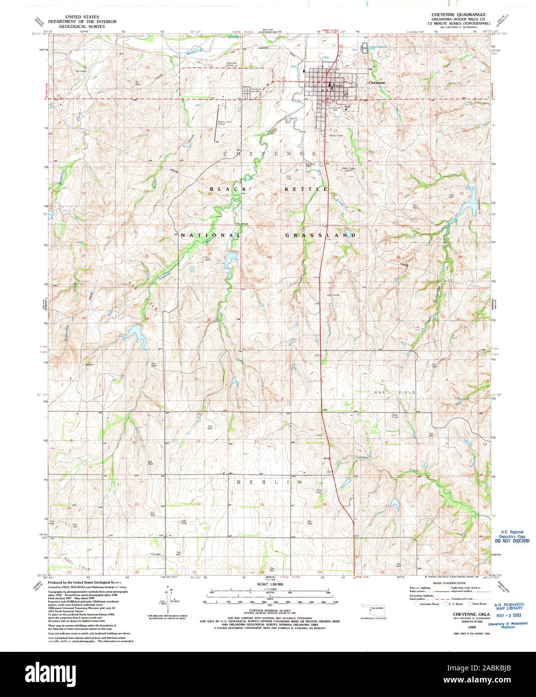 Carte de cheyenne oklahoma Banque de photographies et d’images à haute