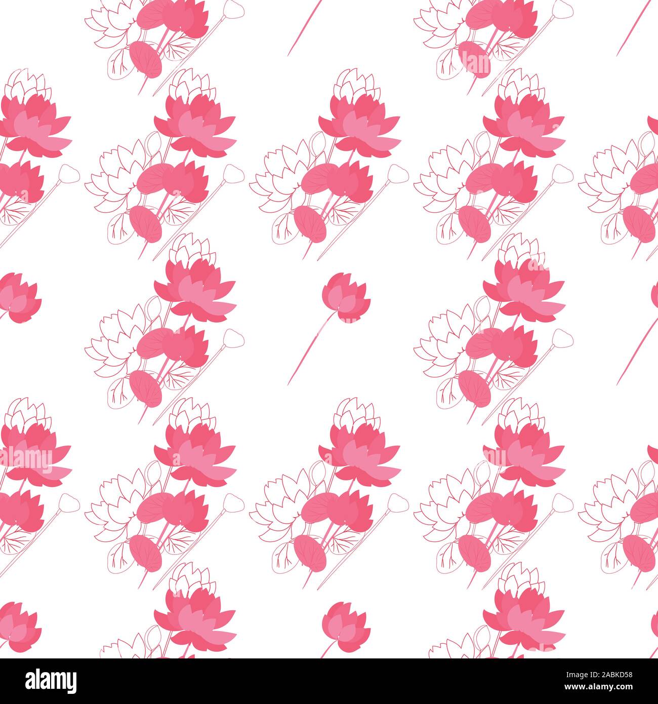 Seamless vector modèle floral avec des fleurs de lotus Illustration de Vecteur