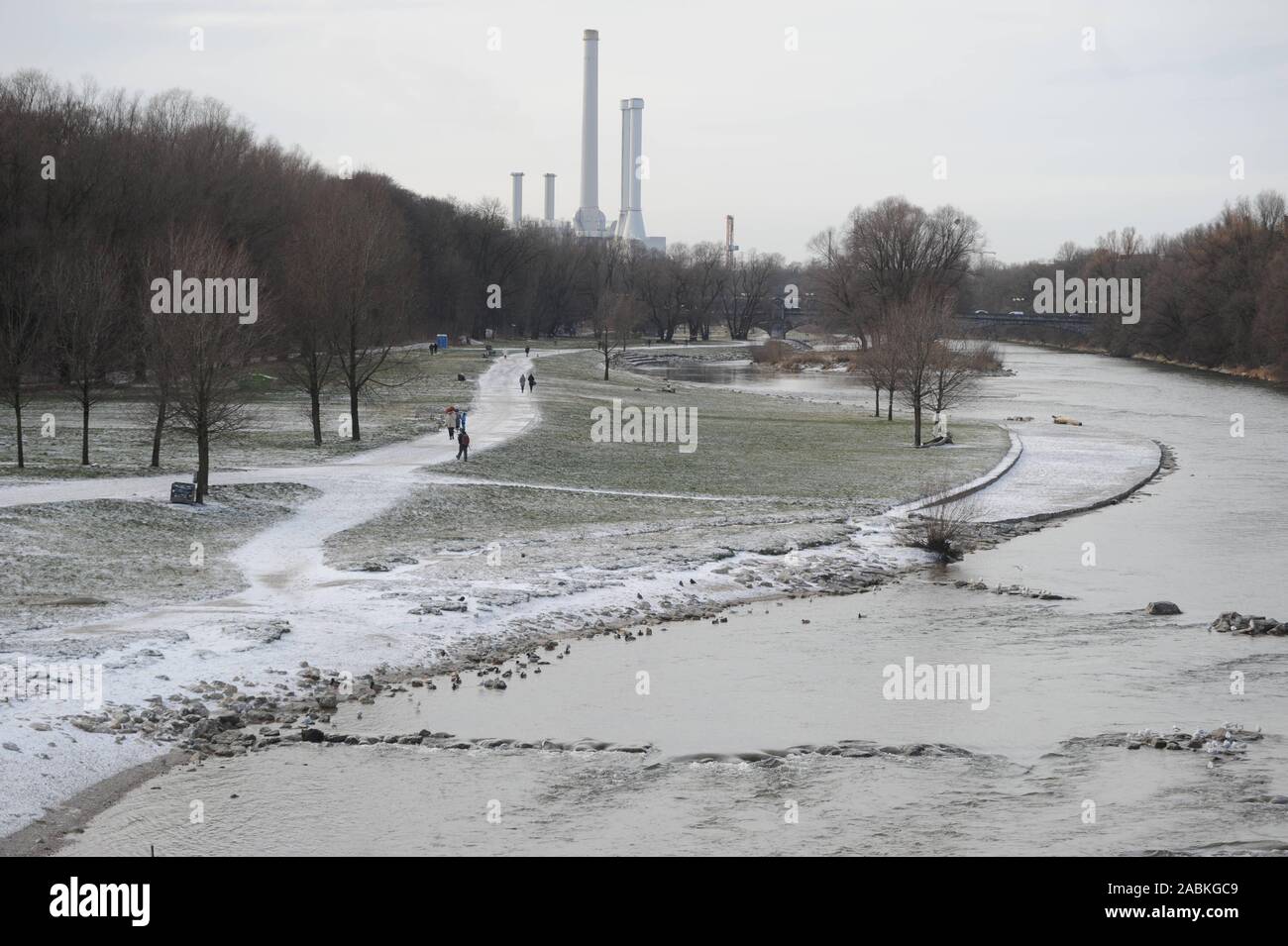 La neige Jardin Anglais de Munich. [Traduction automatique] Banque D'Images