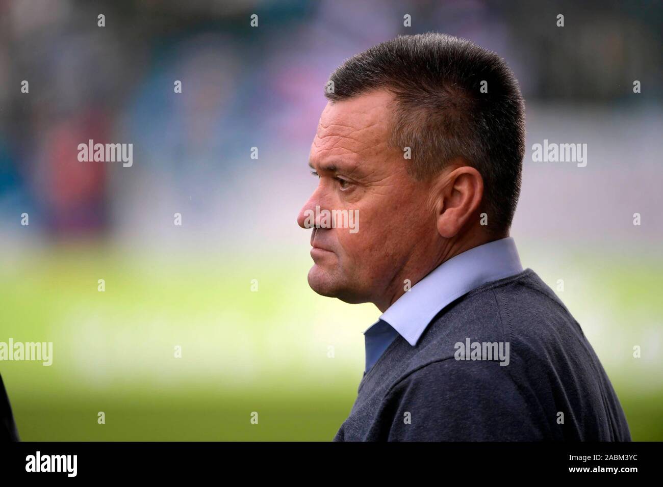 Manfred Schwabl, ancien joueur de football professionnel, aujourd'hui président de-mer. La photo lui montre au bord de la troisième match de ligue - KFC Uerdingen-mer. [Traduction automatique] Banque D'Images