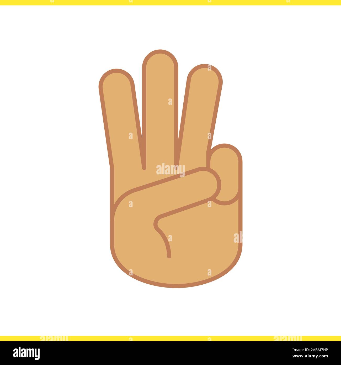 Salut à trois doigts l'icône de couleur. Promesse scoute signe. Trois doigts geste de la main. Vector illustration isolé Illustration de Vecteur