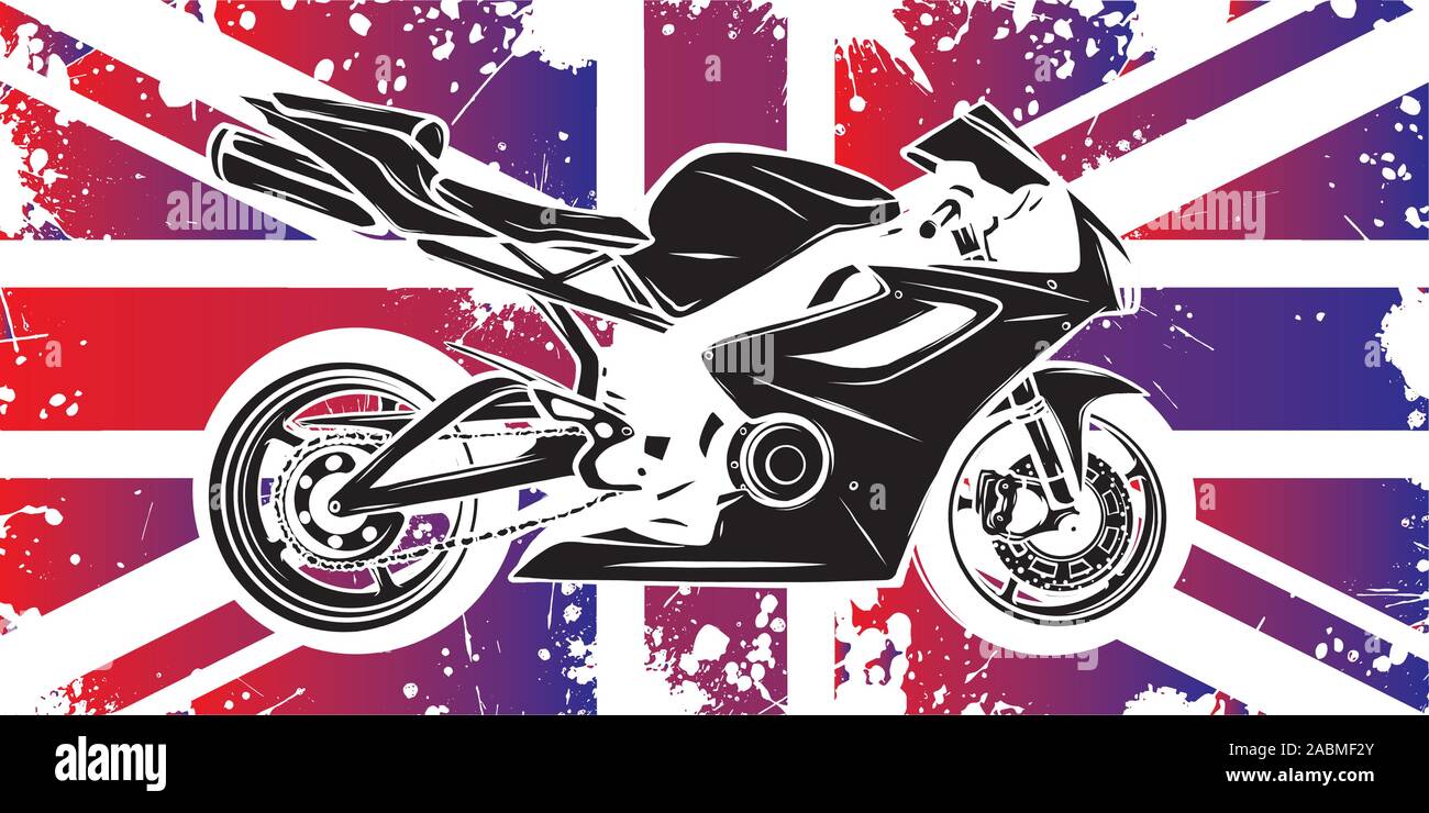 Moto avec la Grande-Bretagne d'un drapeau en arrière-plan Illustration de Vecteur