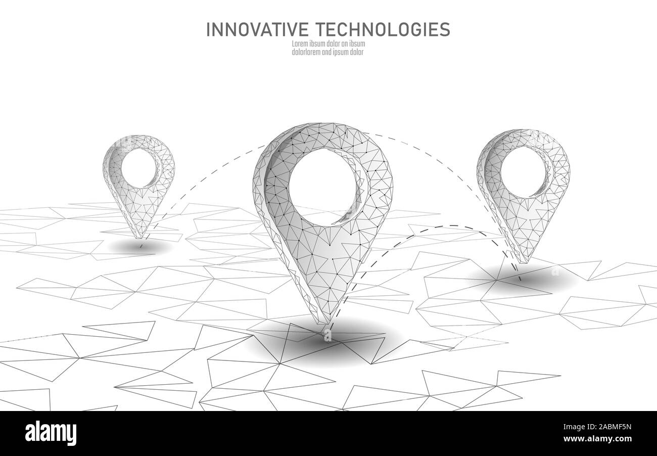 3D de la carte emplacement business point symbole. L'icône service de livraison réalistes polygonales carte marché. Voyage direction achats en ligne la position de l'adresse de la ville Illustration de Vecteur