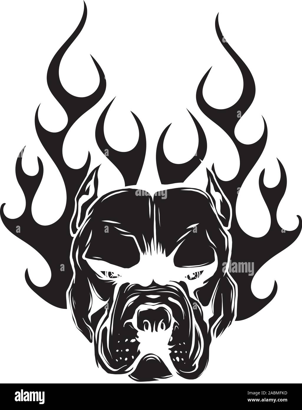 Bulldog flammes sur fond blanc vector illustration Illustration de Vecteur
