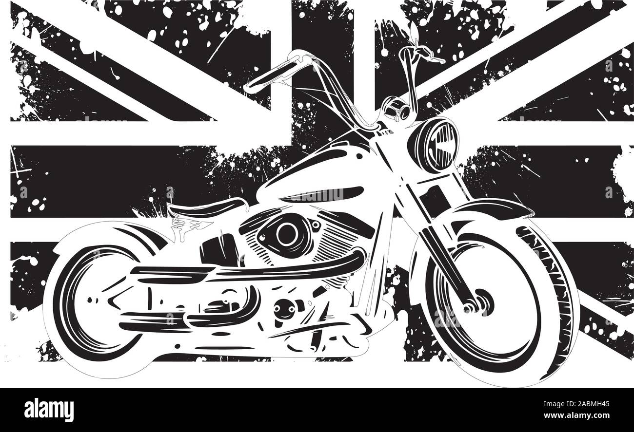 Moto et drapeau britannique et vecteur de moto Illustration de Vecteur