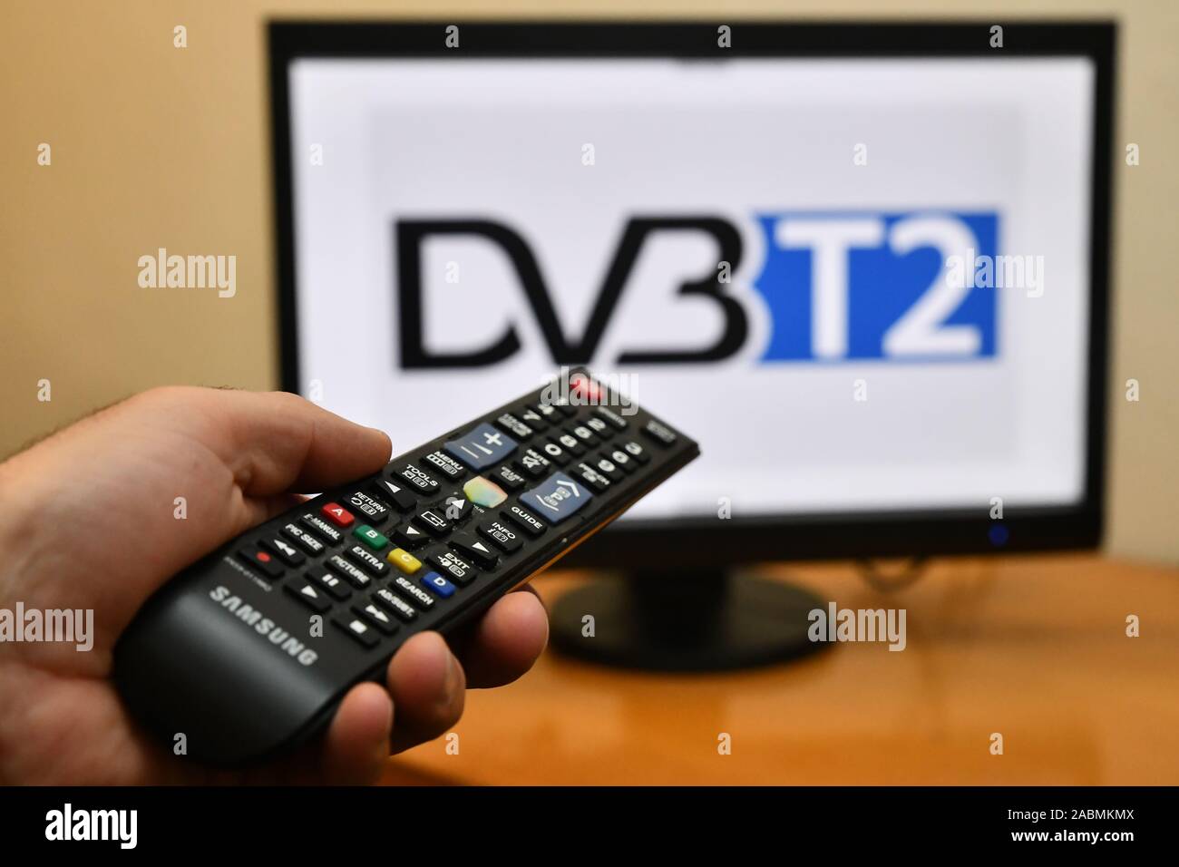 Illustration photo pour le DVB-T2 (Digital Video Broadcasting - Terrestrial) de deuxième génération. (Photo/CTK Petr Svancara) Banque D'Images