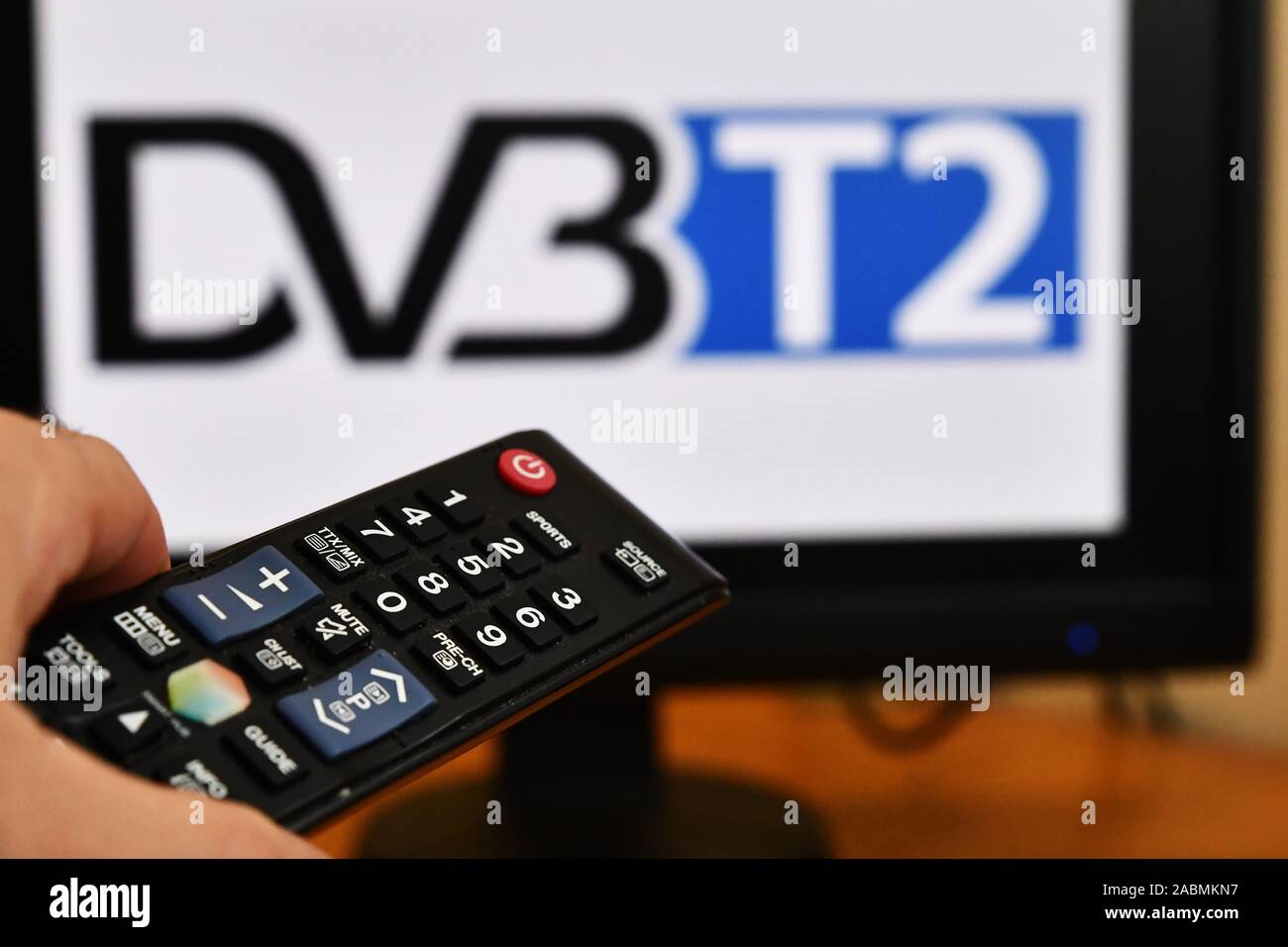 Illustration photo pour le DVB-T2 (Digital Video Broadcasting - Terrestrial) de deuxième génération. (Photo/CTK Petr Svancara) Banque D'Images