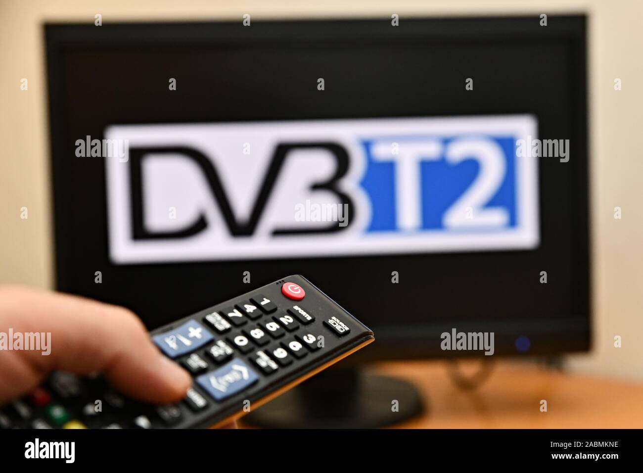 Illustration photo pour le DVB-T2 (Digital Video Broadcasting - Terrestrial) de deuxième génération. (Photo/CTK Petr Svancara) Banque D'Images