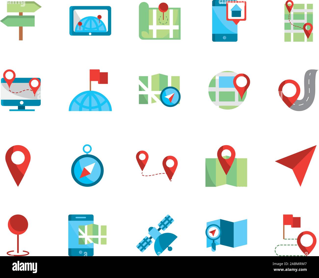 La carte gps et icônes de navigation collection vector illustration ...