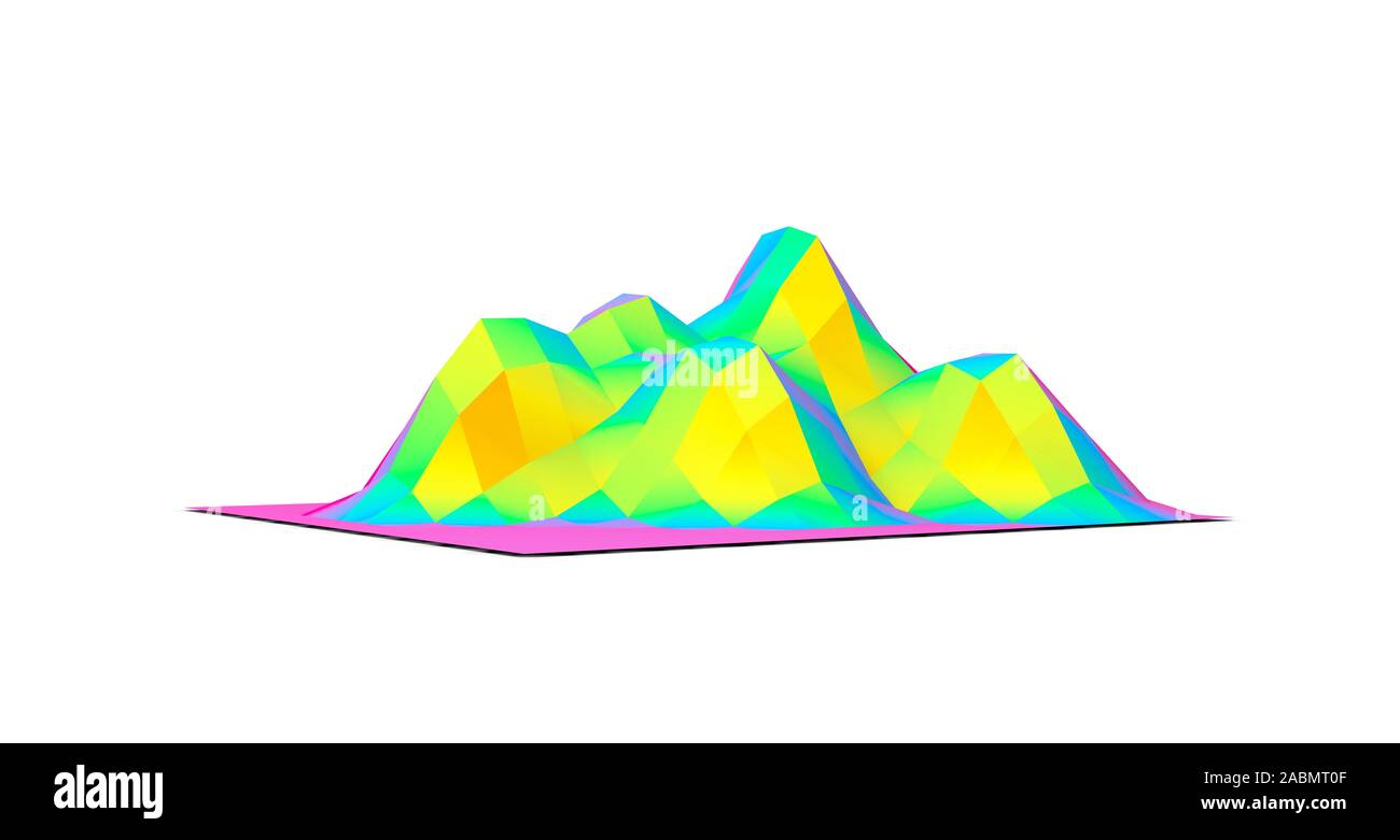 Graphique sur la Montagne 3D Rendu 3D Blanc Banque D'Images