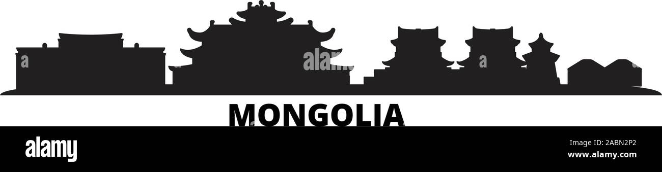 La Mongolie sur les toits de la ville d'illustration vectorielle, isolé. La Mongolie travel cityscape de repères Illustration de Vecteur