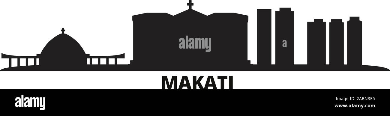 Philippines, Makati City skyline illustration vectorielles. Philippines, Makati travel cityscape de repères Illustration de Vecteur