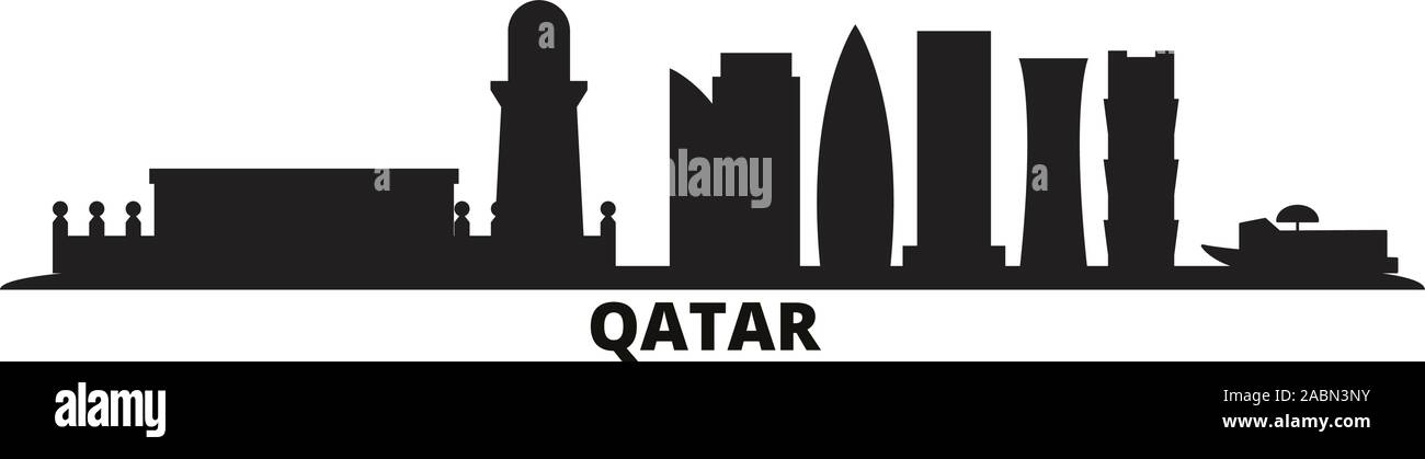Qatar, Doha city skyline illustration vectorielles. Qatar, Doha travel cityscape de repères Illustration de Vecteur