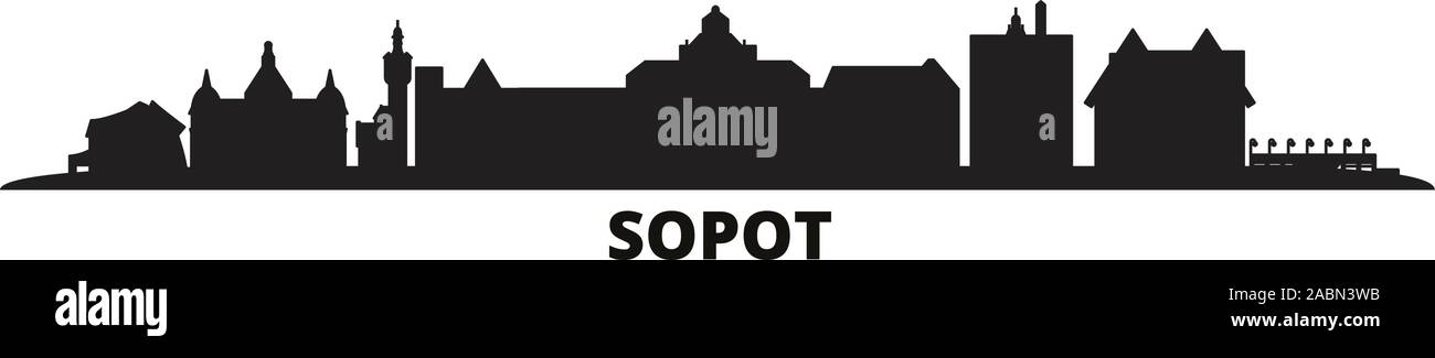 Pologne, Sopot ville illustration vectorielles. Pologne, Sopot travel cityscape de repères Illustration de Vecteur