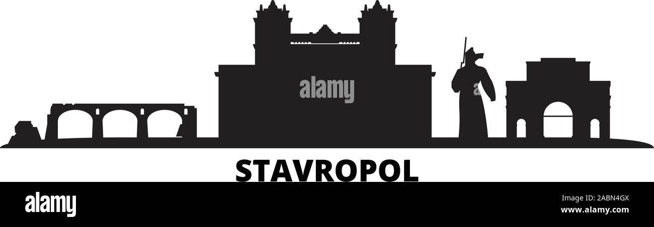 La Russie, l'horizon de la ville de Stavropol illustration vectorielles. La Russie, Stavropol noir voyage cityscape Illustration de Vecteur
