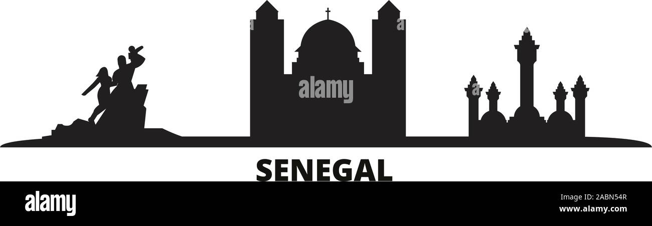 Sénégal ville illustration vectorielles. Senegal black cityscape Illustration de Vecteur