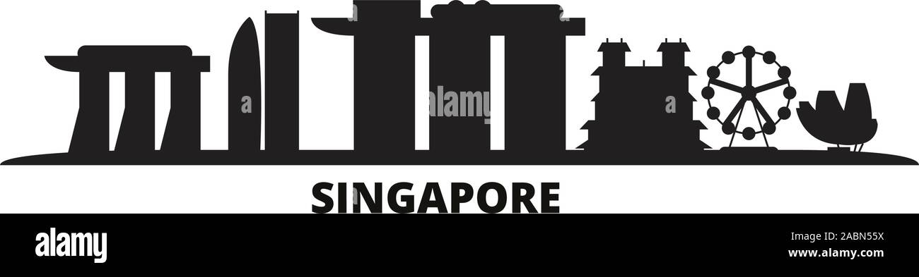 La ville de Singapour ville illustration vectorielles. La ville de Singapour billet black cityscape Illustration de Vecteur